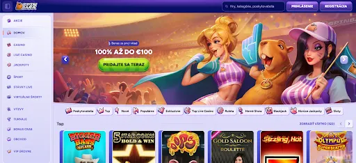 Spinbara Slovensko – Získajte 100 % bonus až do 100 € pri prvom vklade a objavte najlepšie kasínové a športové hry online Domovská stránka Spinbara SK s uvítacím bonusom 100 % až do 100 € a maskotmi na štadióne pripravenými na športové zážitky