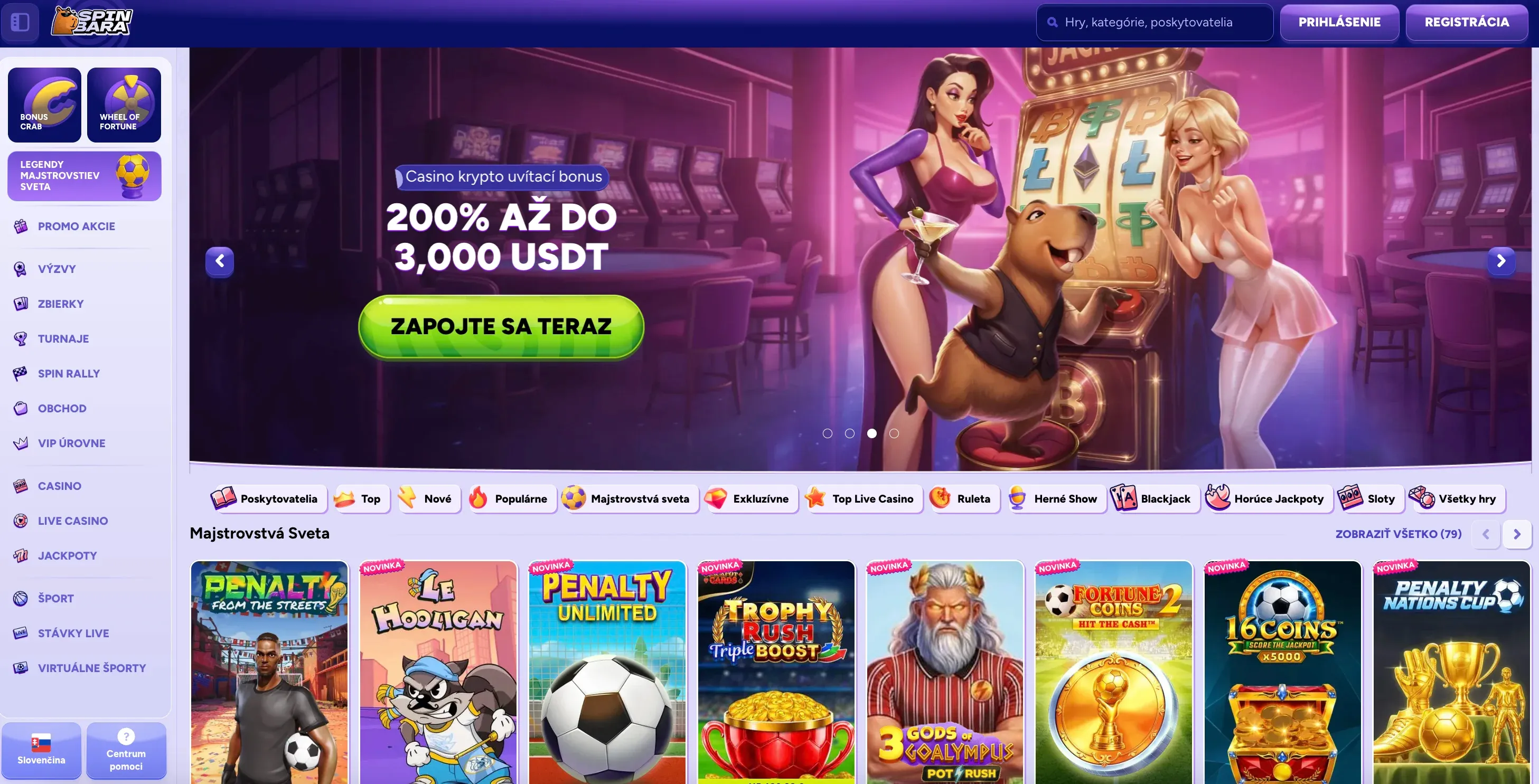 Domovská stránka Spinbara casino